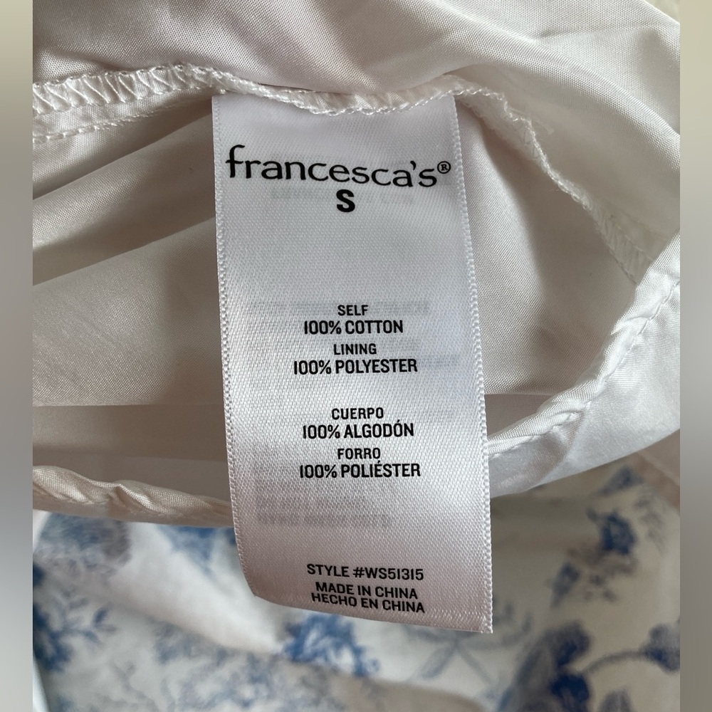 Audrey Parks for Francesca’s Blue Floral Tie Shoulder Knee-to-Midi Dress Size S - Picture 8 of 9